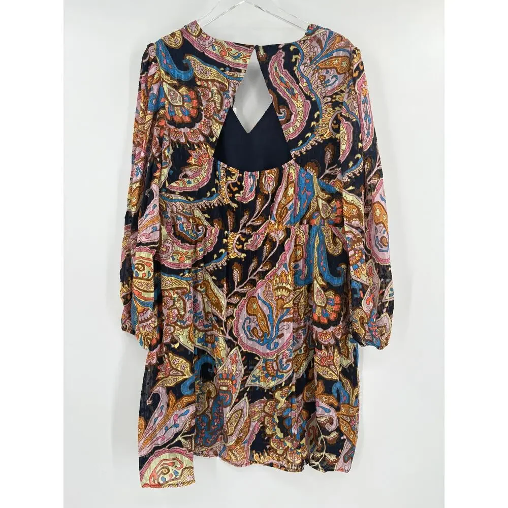 SANCTUARY Dress Size 1X NEW Girls Day Out Mini Fit Flare Puff Sleeve Print - Picture 6 of 7
